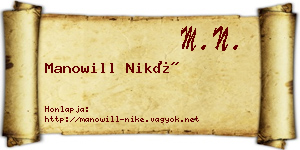 Manowill Niké névjegykártya